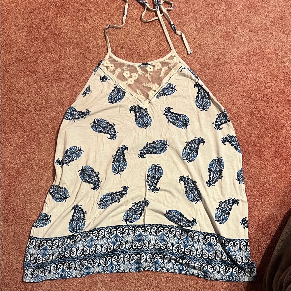 Maurices Cream and Blue Paisley Camisole